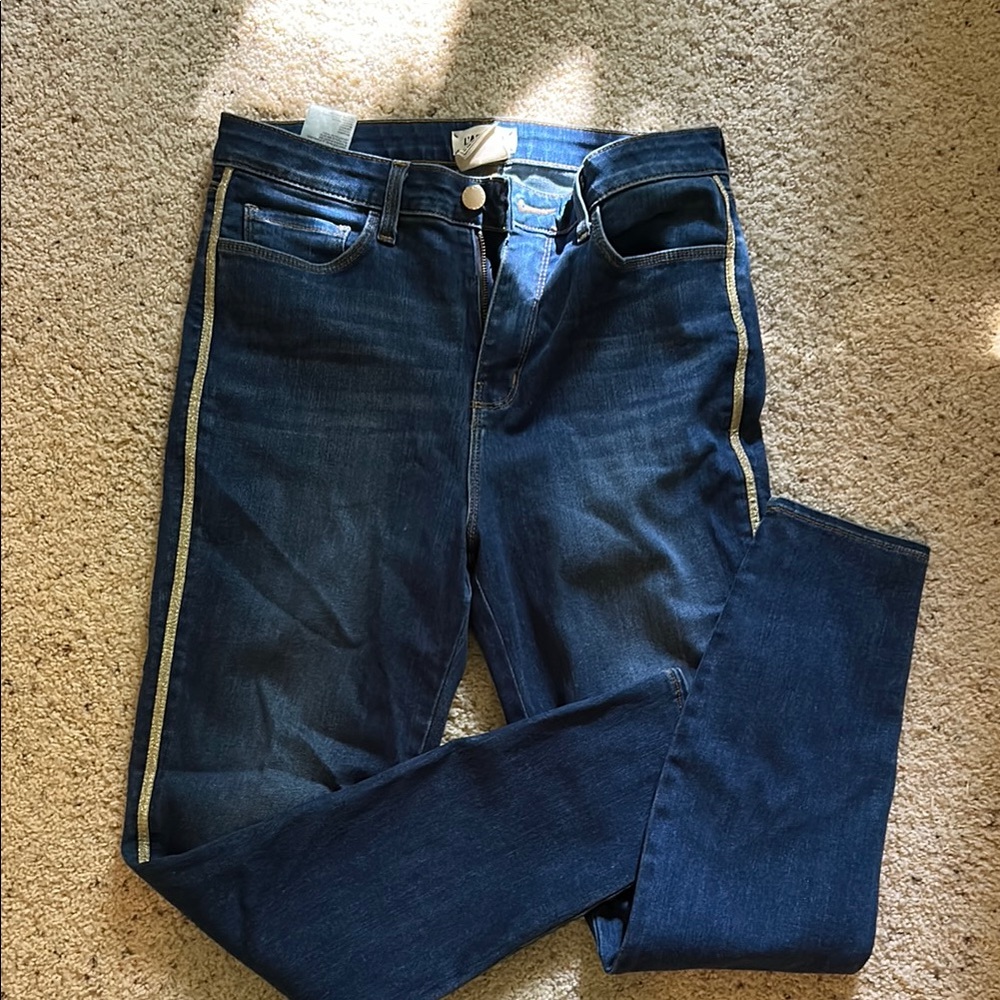 L’AGENCE Women's Blue Jeans with Gold Trim